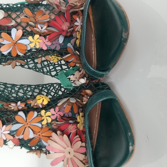 Zara - Green Floral Mesh Heels - Picture 10 of 15